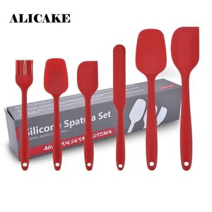 6 stycken Set Silicone Baking Pastry Spatles Scraper Shovel Cutters Brush Kitchenware Y200612