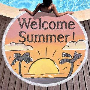 Damenbadebekleidung Niedliche Cartoon-Strandmatte 2022 Sommer Yoga Frauen Badeanzug Cover Ups Bikini Handtuch Badeanzug 145 145 cmDamen