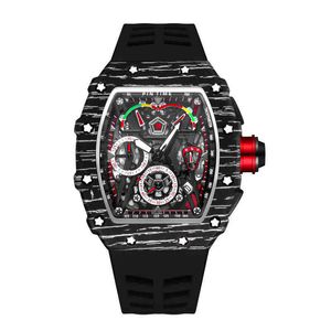 2022 Новый стиль Men Fashion Sport Black Watch Функция хронографа секундомер резина