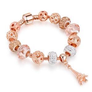Europe Rose Gold Alloy Murano Glass Beads cm cm Length Strands Big Towel Pendants Diamond Numbers Shapes Charms Bracelets Lobster Claw Clasp Chains