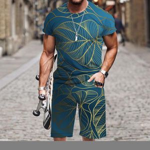 Trechsuits masculinos shorts de camisetas masculinos definem tracksuit abstrato padrão de verão de vestes esportivas de manga curta