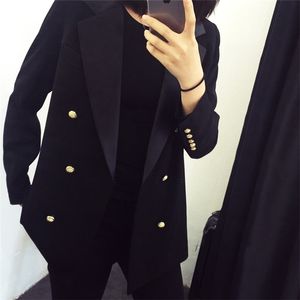 PROFESSIONELLA HÖGA KVALITETSKVINDER STOR STOR SIALMUS CASUELL DUBBELBRASTAD TEMPERAMENT SVARTA LADIER JAPLE TRENDY OFFICE BLAZER LJ201021