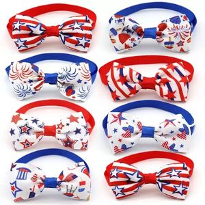 Hundkläder st juli USA Independence Day Grooming Cat Bow Ties Red White Blue Accessories Pet Bowtie Slips C0711x04