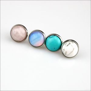Brincos de garanhão jóias moda redonda de 12 mm de pedra natural aço inoxidável de aço inoxidável para mulheres jóias dhfmt