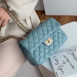 Fashion Diamond Lattice Ins Flap Soft Leather Shoulder S For Women Trending Ladies Crossbody Bag Sac 220630