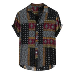 Designer Men Shirt Ethnic Printed Shirts Summer Retro Vintage Streetwear Short Sleeves Button Harajuku Blouse chemise Homme Ropa