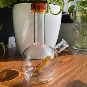 Färgad mun liten bong 7.4in inline perc bongs rosa blå glas vatten rör en boll bong har den långvariga charm med skålen