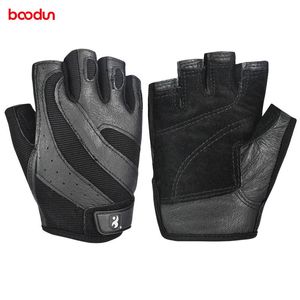 Boodun Genuine Leather Gym Weight Lifting Gloves Men Women Body Building Training Sports Fitness Exercise Pigskin Gloves 220422