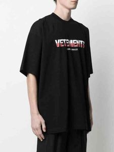 Vtm Correct Polish Flag Series Gradient Letter Printing Girocollo T-shirt a maniche corte Schermo in puro cotone a doppio filato