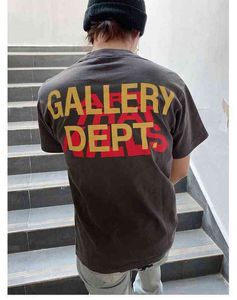 Рубашка Gallerysdepts Дизайнерский выход Galley Vintage Wash Make Old Свободная футболка с коротким рукавом с принтом Мужская и женская мода На складе Трендовые рубашки Лето