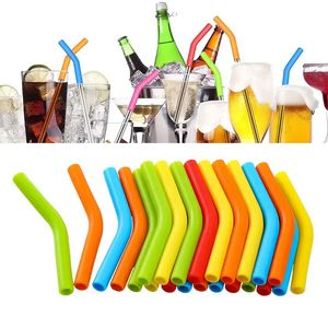 6 8mm Silicone Straw Elbow Wide Stainless Steel Reusable Cover Soft Drink Tip for OD Straws Juice Coffee Milk Multicolor
