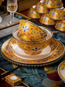 Miski Phnom Penh High-End Dishes and of China Bone China Rice Bowl House Ceramic Dish Set El Club Table Combina