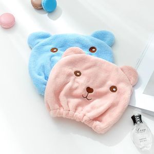 Berets 1pcs Cartoon Cute Bear Shower Cap Turban do włosów mikrofibry Szybko suchy kapelusz owinięty ręcznik łazienka łazienka