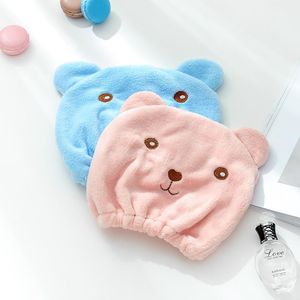 Берецы 1pcs Cartoon Cute Bear Show Cap Microfiber Hair Turban быстро сухой шляп