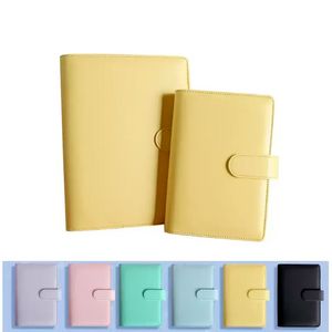 A6 Binder Fall 6 Farben Tragbare Notizblock Hand Ledger Notebook PU Shell Hohe Qualität Macaron Farbe Büro Schreibwaren Geschenk F0809