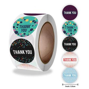 500pcs Inch Thank You Stickers For Small Business Circle Paper Label Designs Envelope Invite Card Gift Box Tag Wrap253L