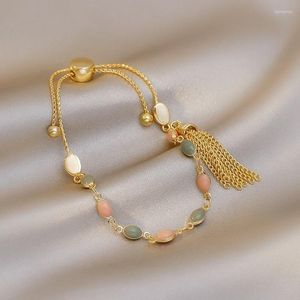 Gliederkette 7 Ringe Trendy Vintage-Stil Romantisches Armband für Frau Augenform Bunte Legierung bemalte Quaste Modeschmuck weiblich Kent22