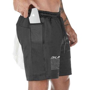 2022 Summer Running Shorts Men 2 in 1 Sports Jogging Fitness Shorts Training Quick Dry Mens Gym Men Shorts Sport gym Short Pants Y220420