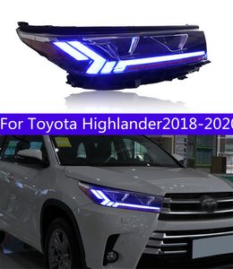 Faro LED car styling Per Highlander Gruppo faro LED 18-20 toyota Stream indicatore di direzione un tocco di blu Obiettivo del proiettore Angel Eye