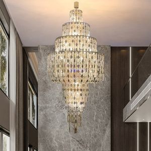 Unique Design Crystal Chandeliers Lights Fixture LED Light American Modern Chandelier Luxury European Hanging Lamp Big Long Droplight Home Indoor Lighting