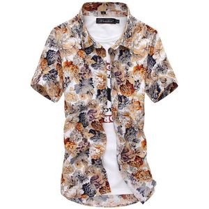 Men's Casual Shirts Mens Beach Hawaiian Shirt Tropical Short Sleeve Plus Size Floral Men Holiday Vacation Clothing Camisas Summe
