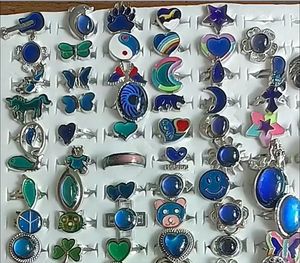 Mood Ring 100st Hat Star Fish Butterfly Sun Flower Moon Heart Fish Fashion Rings