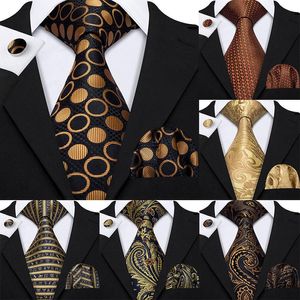 Złote męskie krawaty 100 jedwabne żakardowe tkane 7 kolorów solidne męskie wesele Business Party 8.5cm zestaw krawatów Gs-07