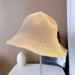Cappelli a bordo largo cappelli da sole donna protezione UV Summer paglia perla floppy beach berbone traspirante per le vacanze all'aperto in tutto il mondo