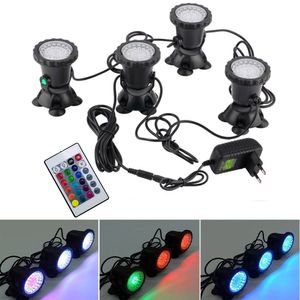 12V RGB LED Underwater Light 36LED IP68 Vattentät akvarium Spotlight Simning Pool Fountain Pond Tank Light For Landscape Decor