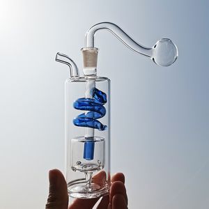 Hookahs Glass Bongs Bubbler Ash Catcher bong Small Rigs Smoking dab rig 5 inch Mini percolator Bongs Glass Water Pipes with 10mm Male Oil pot and hose Yellow Blue