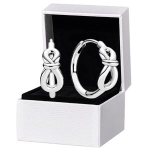 Серьги-кольца из стерлингового серебра 925 пробы с бесконечным узлом, оригинальная коробка для сережек для женщин и девочек Pandora