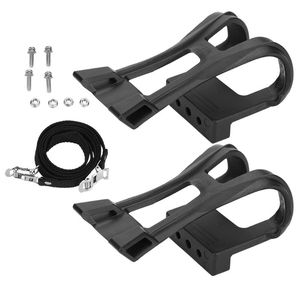 Bike Pedals Plastic Black Adjustable Straps Anti-slip Toe Clip Belt Bicycle AccessoryBike