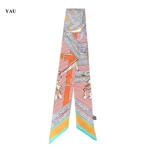 Bandbälte tryckt Small Silk Female Bandana Scarf Long Scarves Bag Tillbehör Rand