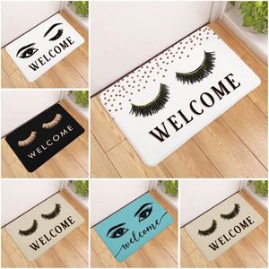 Sholisa Anti Slip Bath Mat Badrumsmatta matta 3D Tryckt Beauty Eye Eyelash Water Absorption Badrumsmatta Mattan vardagsrum 200923