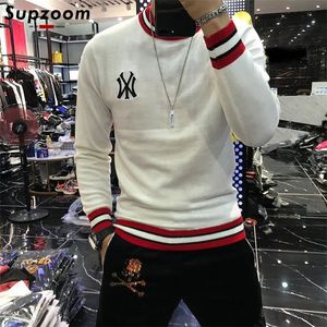 Arrival Top Fashion Sale Men Sweater O-neck Pullovers Appliques Brand Clothing Embroidered Net Red Warm Knitted 220815