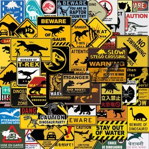 60pcs Jurassic Sticker Dinozor Uyarı Logo İşaretleri Graffiti Çocuk Oyuncak Kaykay Araba Motosiklet Bisiklet Sticker Çıkarma Toptan