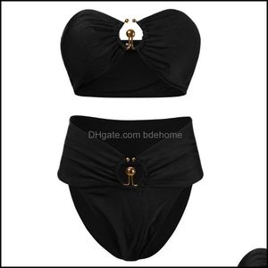 One-Piece Suits Beach Equipment Water Sports Outdoors Women Sexy 2Pcs Bikini Set U-Wire Push Up Swimsuit Strapless Solid Bathing Suit Drop