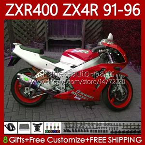 Bodywork For KAWASAKI NINJA ZXR-400 ZX 4R Cowling ZXR 400 CC 400CC Fairing 138No.113 ZX-4R ZXR400 White red 91 92 93 94 95 96 ZX4R 1991 1992 1993 1994 1995 1996 Body Kit