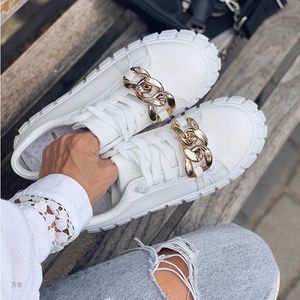 Big Size Women Shoes Flats Oxford Female Spring Autumn Metal White Platform Loafers Ladies Casual Canvas Sneakers