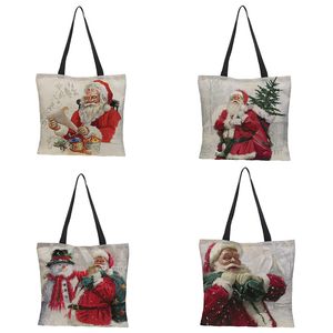 Sacchetti per imballaggio Sacchetto regalo natalizio riutilizzabile Stampa Borsa per la spesa in lino Borsa per la spesa personalizzata per Halloween Borsa a tracolla LOGO con motivo personalizzabile ZL1124sea