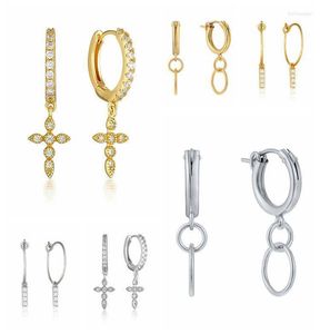 Hoop & Huggie Silver Ear Buckle Cross Small Earrings For Women Simple Zircon Crystal Gold Color Fashion JewelryHoop Kirs22