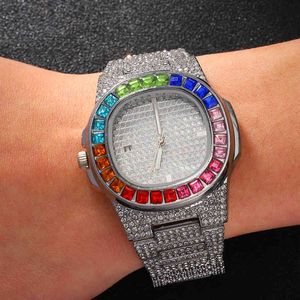 2022 lodowe square men marka luksusowy diamentowy hop zegarek moda undrra cienki na rękopis na rękę męską biżuterię1ia