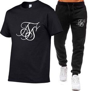 Summer Siksilk 브랜드 레저 남성용 남자 세트 트랙 슈트 스포츠웨어 트랙 정장 남성 땀복 짧은 슬리브 T 셔츠 2 조각 세트 220615