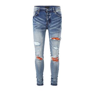 ミドルウエストのためのジーンズの男性フィットファッション長コットンデニムホールレギュラースキニーデザイナーメンズライトウォッシュリッピングウォールフラワーキッズブートカットサイズ39素敵なトップオンライン