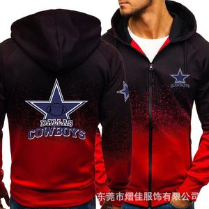 Herren Hoodies Sweatshirts Mode Herren COWBOYS Casual Harajuku Farbverlauf Strickjacke Mantel Herren Fleece Outdoor Reißverschluss JackeHerren