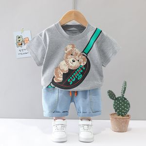 Sommer Baby Boy Kleidung Set Gedruckt Baumwolle T-shirt Denim Shorts Kleinkind Junge Anzug Kinder Junge Outfits Kinder Kostüm 0-5 jahre