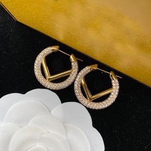 Orecchini a cerchio Designer per le donne Lettera di moda Accessori con diamanti Designer di gioielli di lusso Borchie per orecchini F Orecchini a cerchio in argento oro con scatola