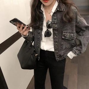 WT107-Women's Jackets Brand Designer Женские джинсы куртки дымные серого джинсового покрытия Женщины короткая весна и осень свободная свобода 2022 Новая винтажная куртка мода