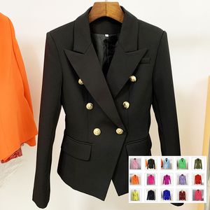 W012 TOP QUALITY Office Uniform Style Designer Jacket Women's Classic Double Wedding Breasted Metal Lion Buttons Business Suits Blazer Outer