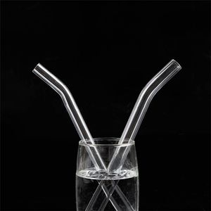 Transparent Glass Straw Drinking Straws Temperature Resistant Reusable Eco-friendly Lead-free Cup Straws Milk Tea Thick Curved StrawsZC1197